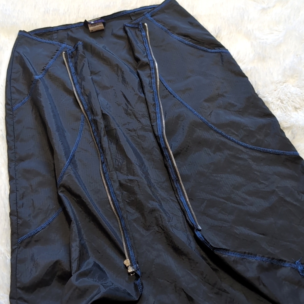 1999 Vintage Morbid Threads 100% Nylon Black & Blue Zip Front Skirt XL - Picture 6 of 15
